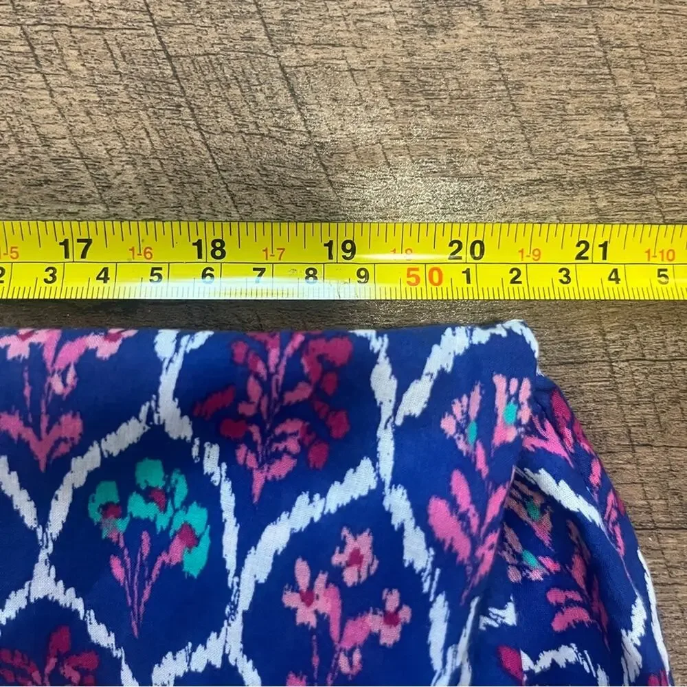 J Crew Floral Multicolor Dress Womens Size Small Tassel Neck 3/4 Sleeve Beachy